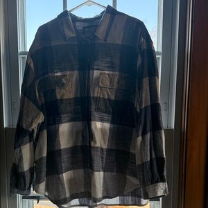 American Eagle Outfitters blue and Gray Plaid Shirt